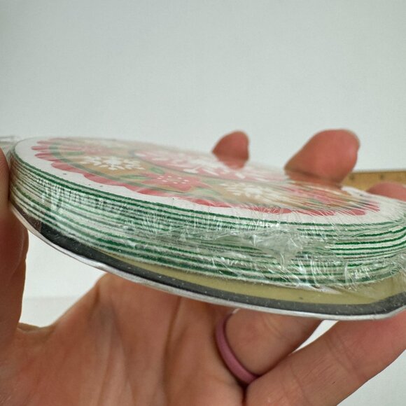Vtg Sealed 80s Hallmark Disposable Paper Round Coasters Holiday Red Green White - Picture 7 of 9